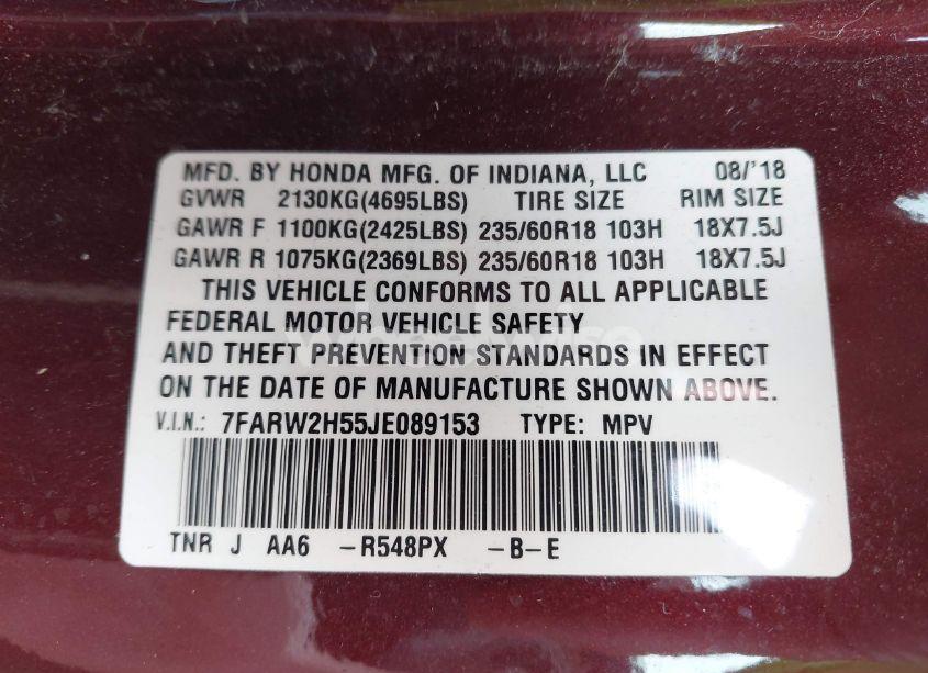 Photo 9 of 2018 Honda Cr-v EX (VIN 7FARW2H55JE089153)