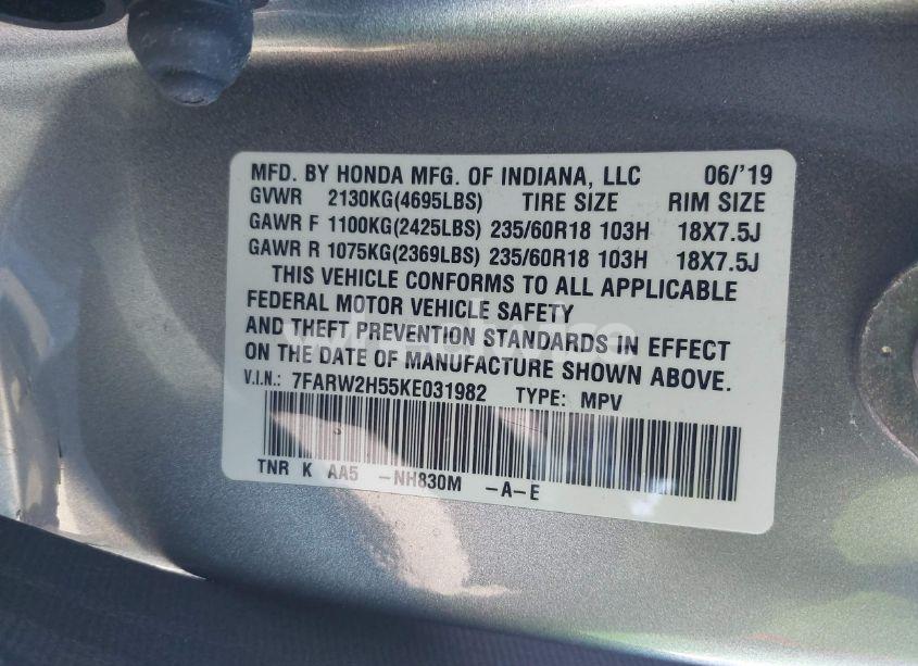 Photo 9 of 2019 Honda Cr-v EX (VIN 7FARW2H55KE031982)