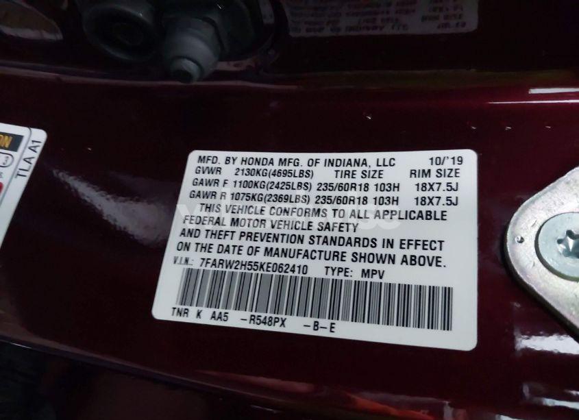 Photo 9 of 2019 Honda Cr-v EX (VIN 7FARW2H55KE062410)