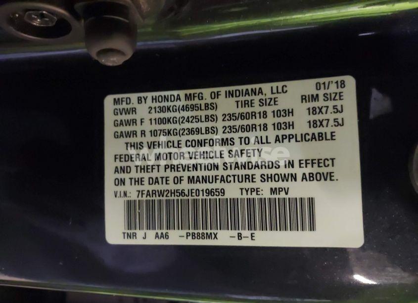 Photo 9 of 2018 Honda Cr-v EX (VIN 7FARW2H56JE019659)