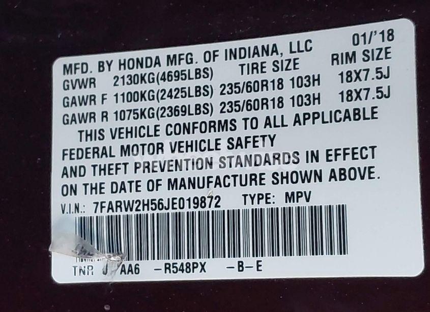 Photo 9 of 2018 Honda Cr-v EX (VIN 7FARW2H56JE019872)