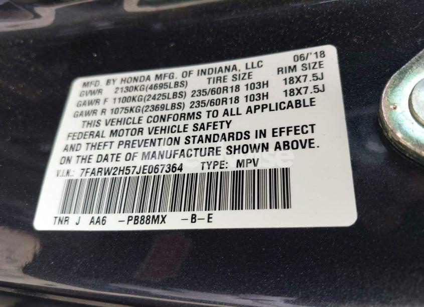 Photo 9 of 2018 Honda Cr-v EX (VIN 7FARW2H57JE067364)