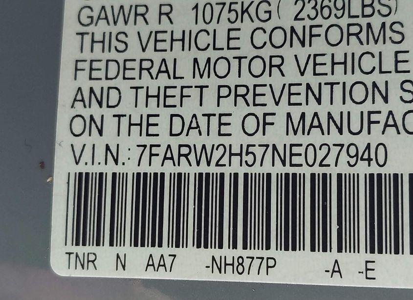 Photo 9 of 2022 Honda Cr-v AWD EX (VIN 7FARW2H57NE027940)