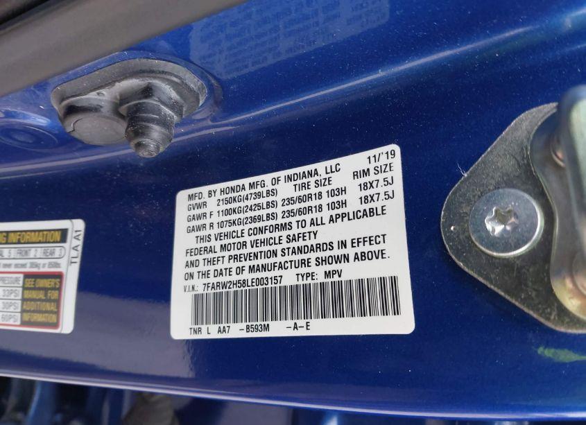 Photo 9 of 2020 Honda Cr-v AWD EX (VIN 7FARW2H58LE003157)