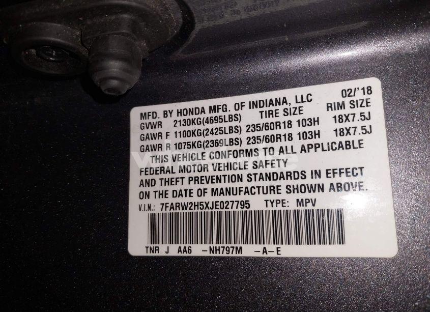 Photo 9 of 2018 Honda Cr-v EX (VIN 7FARW2H5XJE027795)