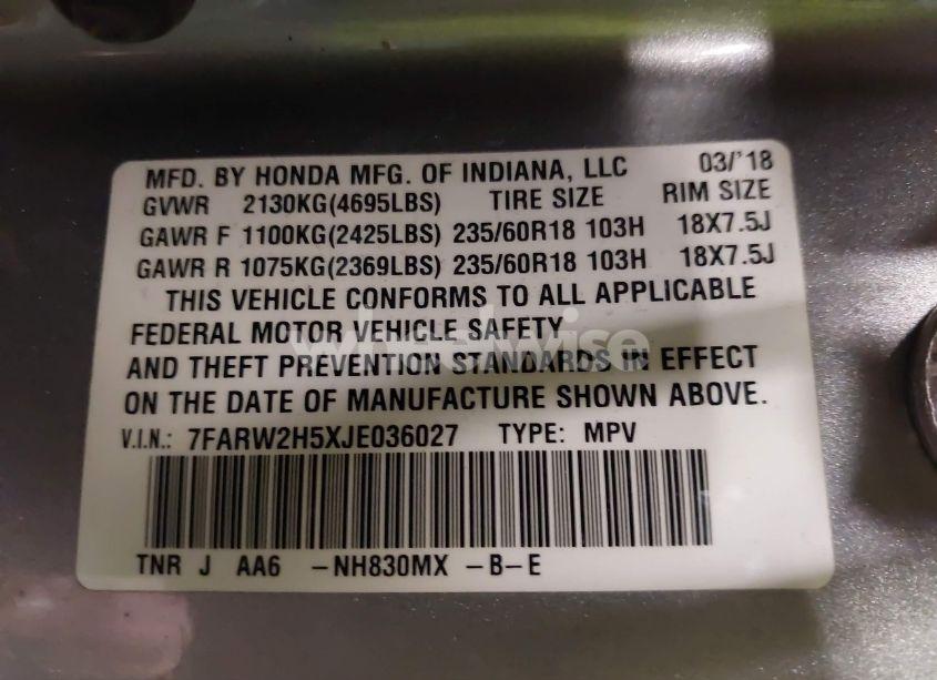 Photo 9 of 2018 Honda Cr-v EX (VIN 7FARW2H5XJE036027)