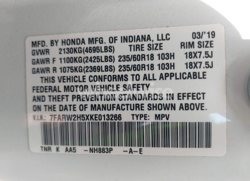Photo 9 of 2019 Honda Cr-v EX (VIN 7FARW2H5XKE013266)
