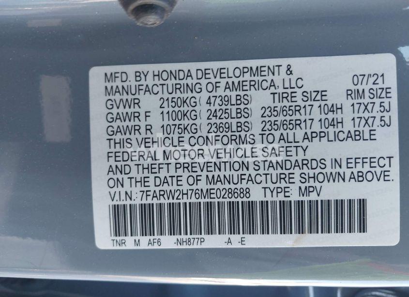 Photo 9 of 2021 Honda Cr-v AWD SPECIAL EDITION (VIN 7FARW2H76ME028688)