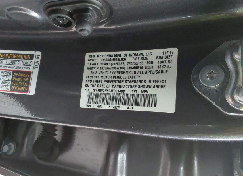 Photo 9 of 2018 Honda Cr-v EX-L/EX-L NAVI (VIN 7FARW2H82JE003498)