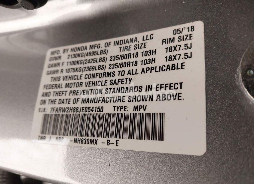 Photo 9 of 2018 Honda Cr-v EX-L/EX-L NAVI (VIN 7FARW2H88JE054150)