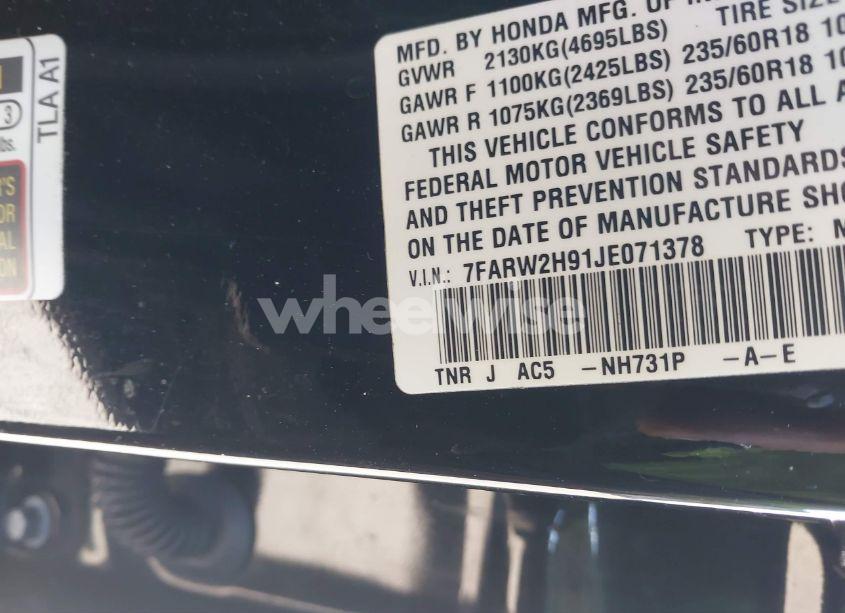 Photo 9 of 2018 Honda Cr-v TOURING (VIN 7FARW2H91JE071378)