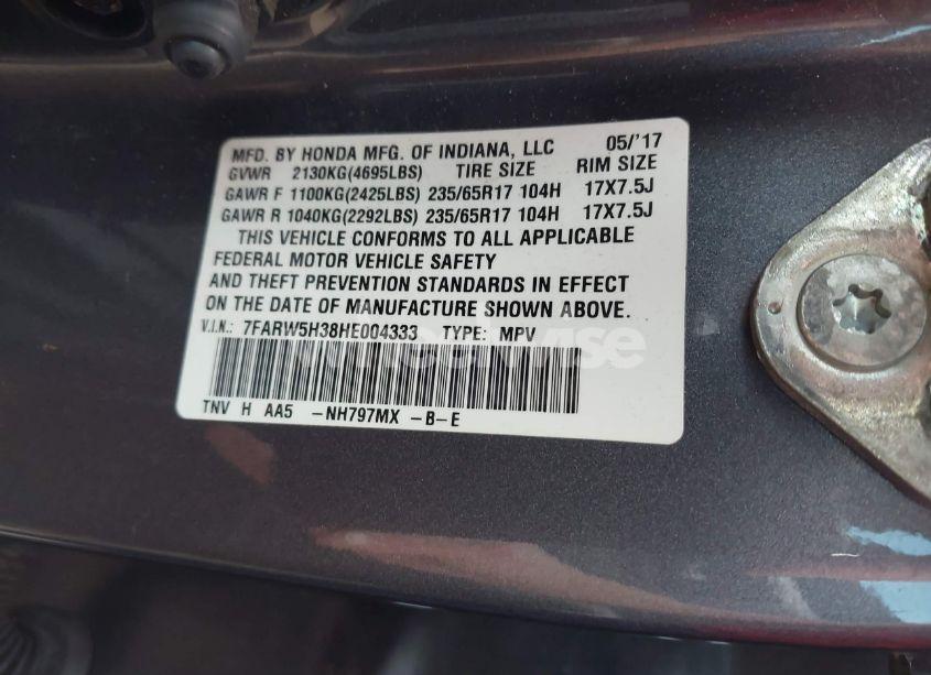 Photo 9 of 2017 Honda Cr-v LX (VIN 7FARW5H38HE004333)