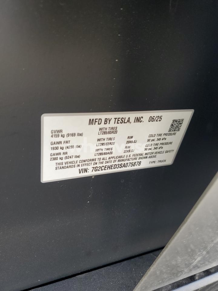 Photo 13 of 2025 TESLA CYBERTRUCK (VIN 7G2CEHED3SA075878)