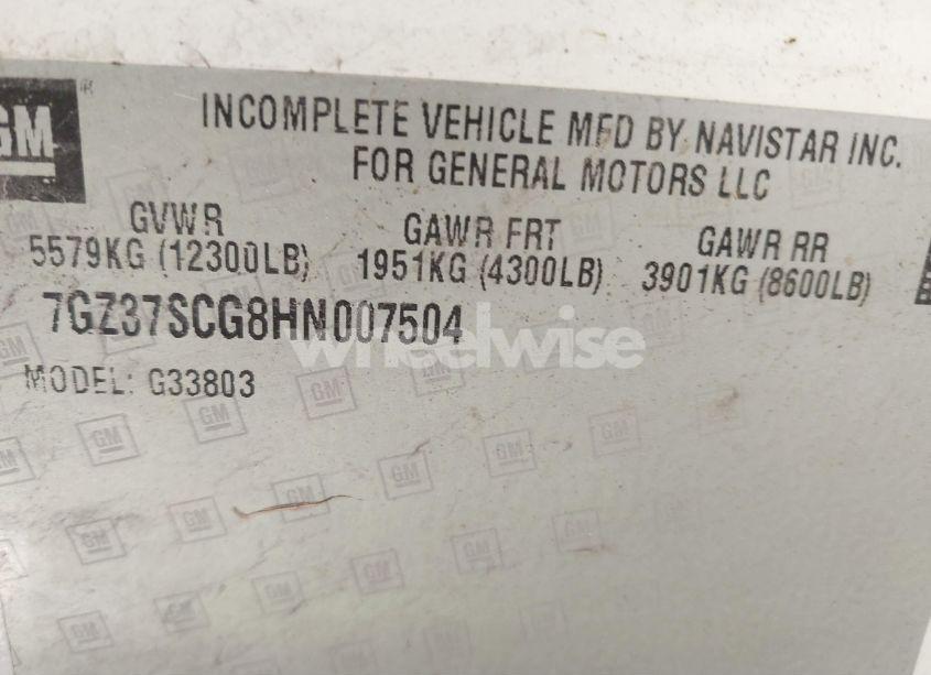 Photo 9 of 2017 Gmc Savana CUTAWAY WORK VAN (VIN 7GZ37SCG8HN007504)