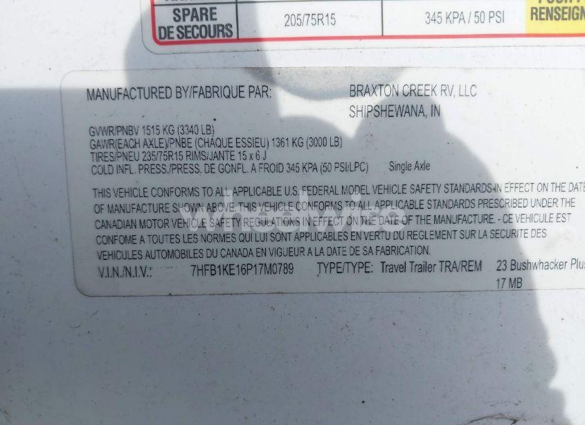 Photo 9 of 2023 Braxton Creek BUSHWHACKER (VIN 7HFB1KE16P17M0789)