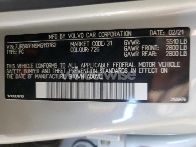 Photo 11 of 2021 VOLVO S60 T8 RECHARGE R-DESIGN N/A (VIN 7JRBR0FM9MG113162)
