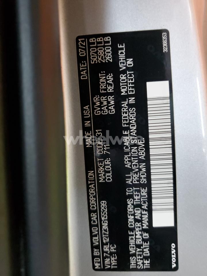 Photo 12 of 2022 VOLVO S60 B5 MOMENTUM (VIN 7JRL12TZ3NG155299)