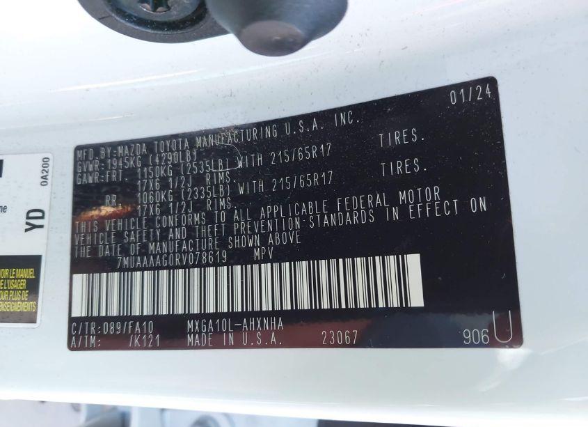 Photo 9 of 2024 Toyota Corolla CROSS L (VIN 7MUAAAAG0RV078619)