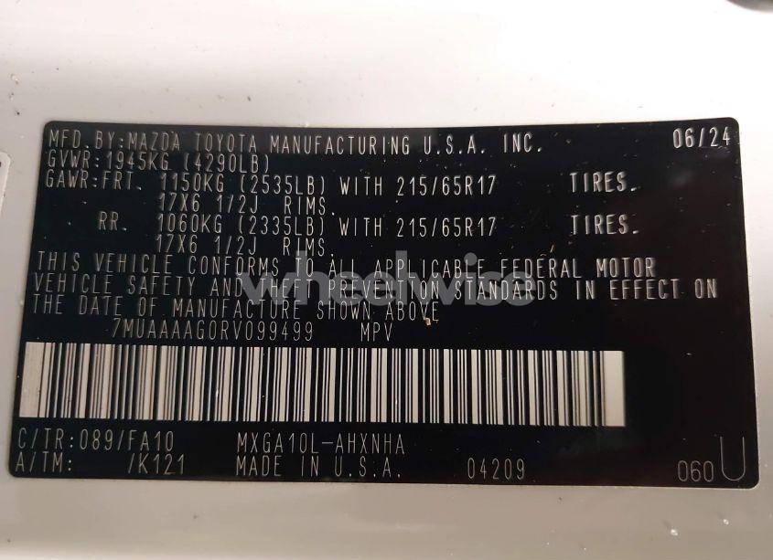 Photo 9 of 2024 Toyota Corolla CROSS L (VIN 7MUAAAAG0RV099499)