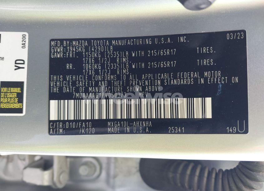 Photo 9 of 2023 Toyota Corolla CROSS L (VIN 7MUAAAAG1PV050373)