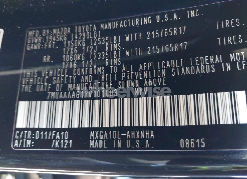 Photo 9 of 2024 Toyota Corolla CROSS L (VIN 7MUAAAAG1RV101003)