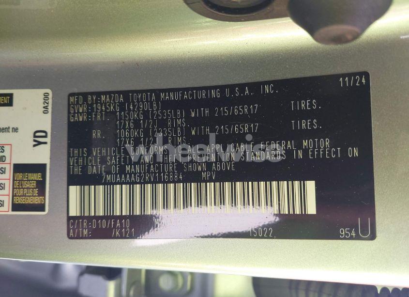 Photo 9 of 2024 Toyota Corolla CROSS L (VIN 7MUAAAAG2RV116884)