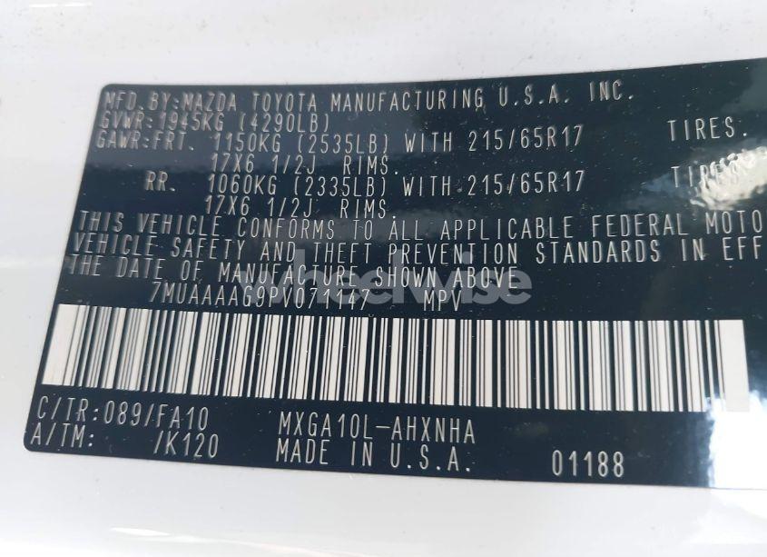 Photo 9 of 2023 Toyota Corolla CROSS L (VIN 7MUAAAAG9PV071147)