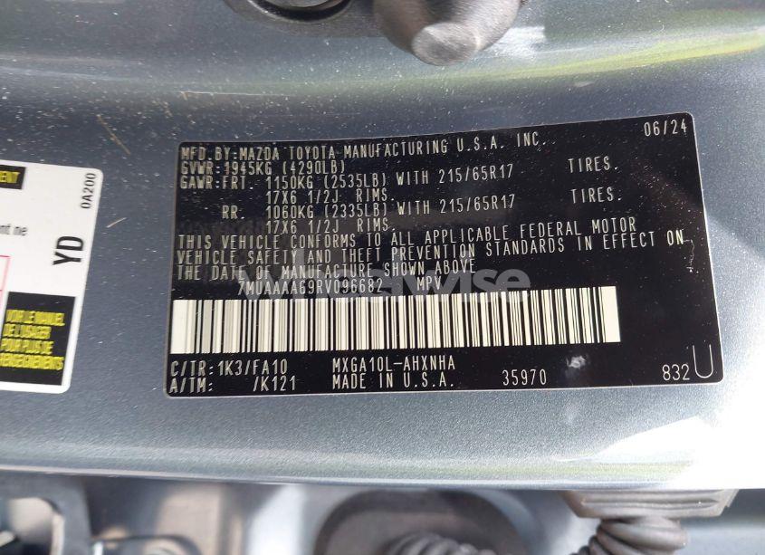 Photo 9 of 2024 Toyota Corolla CROSS L (VIN 7MUAAAAG9RV096682)