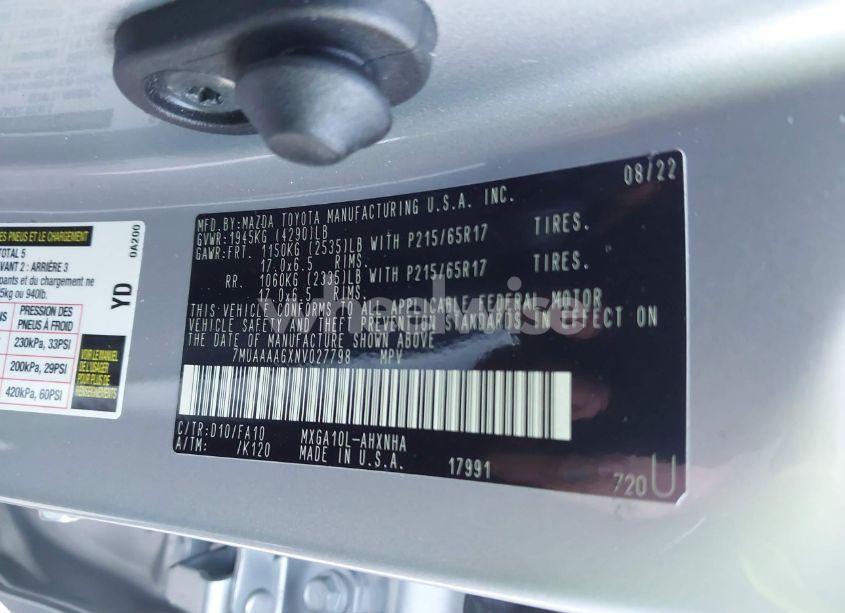 Photo 9 of 2022 Toyota Corolla CROSS L (VIN 7MUAAAAGXNV027798)