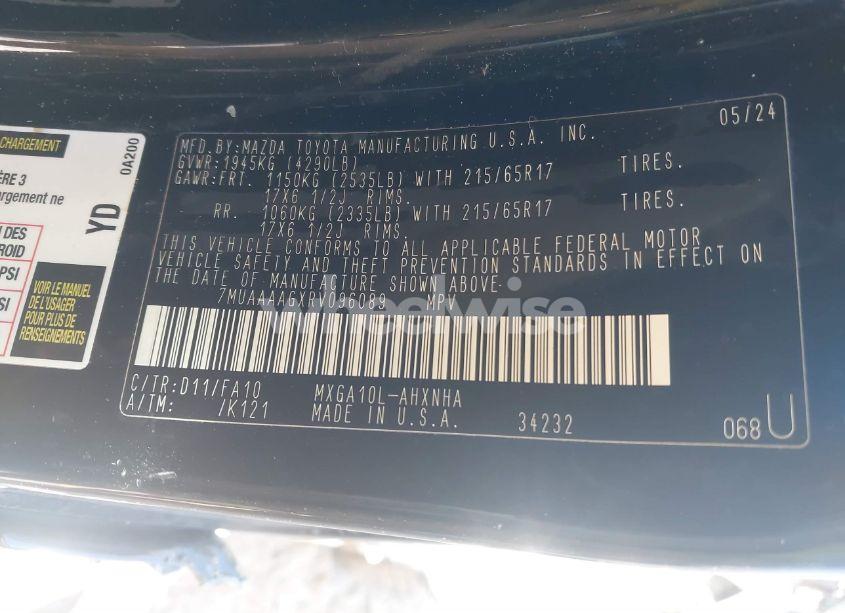 Photo 9 of 2024 Toyota Corolla CROSS L (VIN 7MUAAAAGXRV096089)