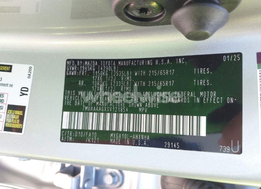 Photo 9 of 2025 Toyota Corolla CROSS L (VIN 7MUAAAAGXSV121854)