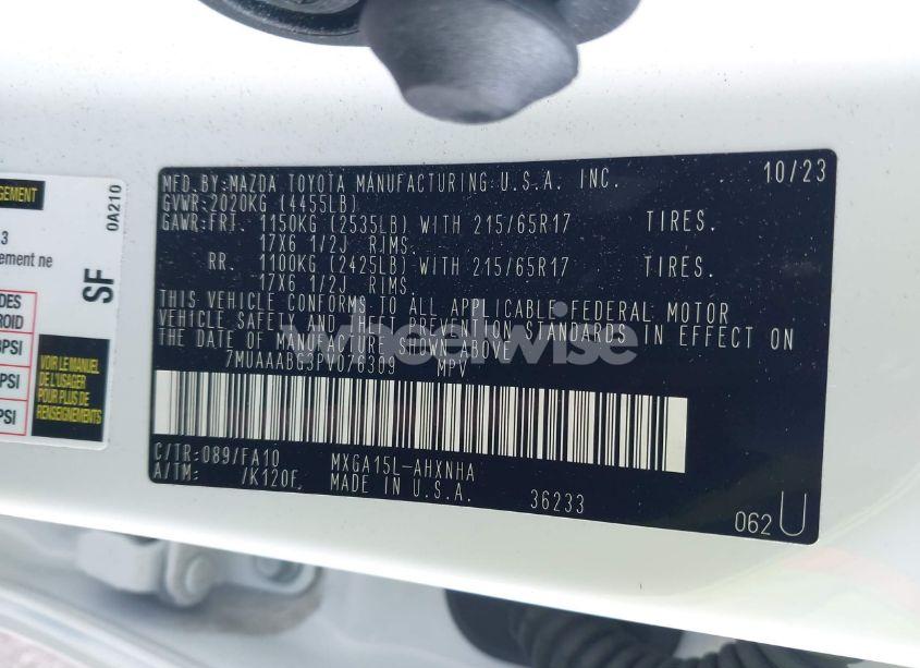 Photo 9 of 2023 Toyota Corolla CROSS L (VIN 7MUAAABG3PV076309)