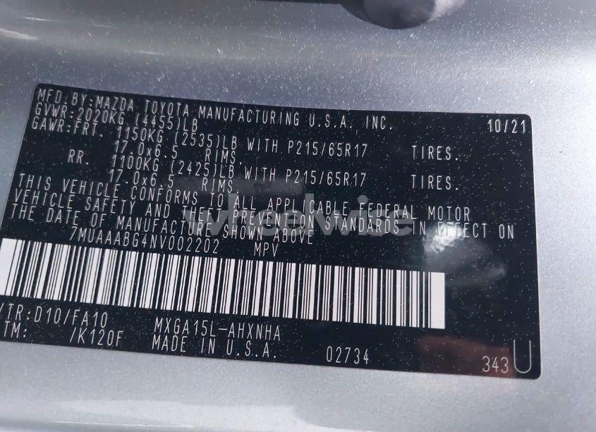 Photo 9 of 2022 Toyota Corolla CROSS L (VIN 7MUAAABG4NV002202)