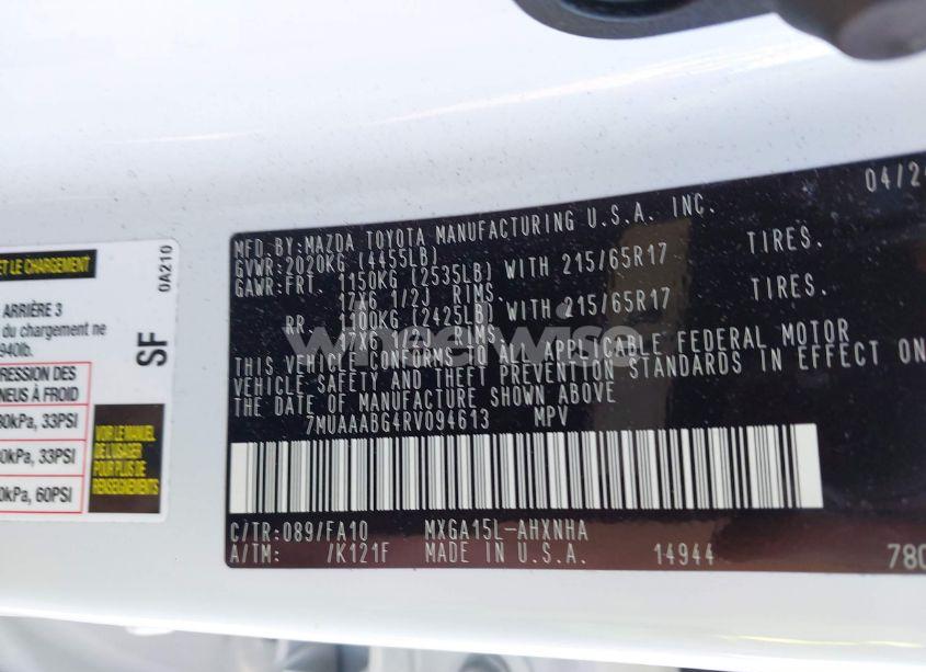 Photo 9 of 2024 Toyota Corolla CROSS L (VIN 7MUAAABG4RV094613)