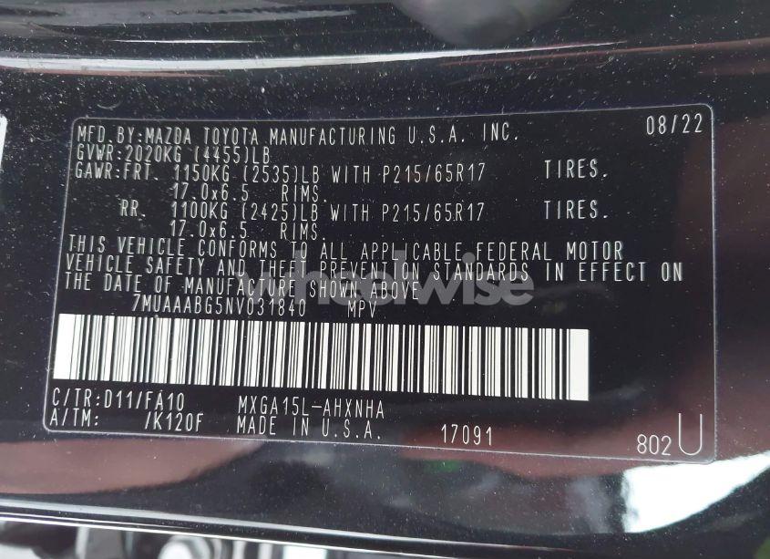 Photo 9 of 2022 Toyota Corolla CROSS L (VIN 7MUAAABG5NV031840)