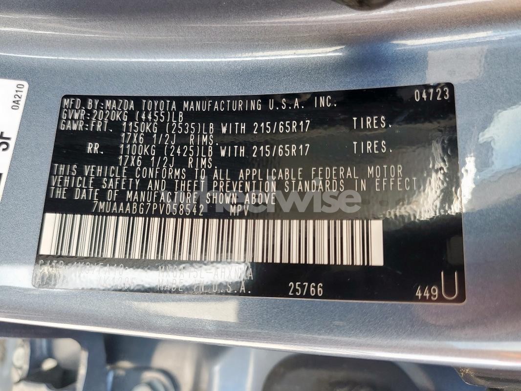 Photo 6 of 2023 TOYOTA COROLLA CROSS L (VIN 7MUAAABG7PV058542)