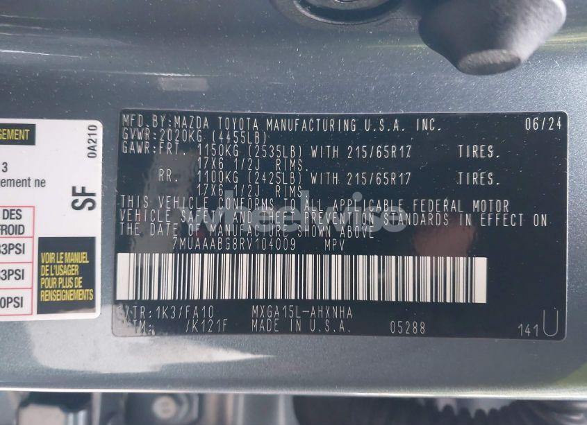 Photo 9 of 2024 Toyota Corolla CROSS L (VIN 7MUAAABG8RV104009)