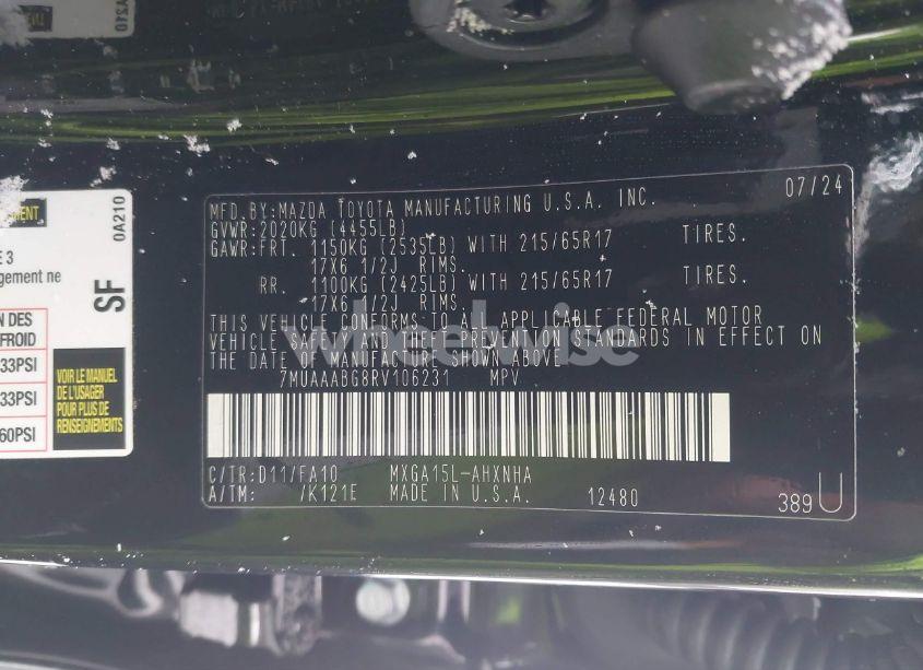 Photo 9 of 2024 Toyota Corolla CROSS L (VIN 7MUAAABG8RV106231)