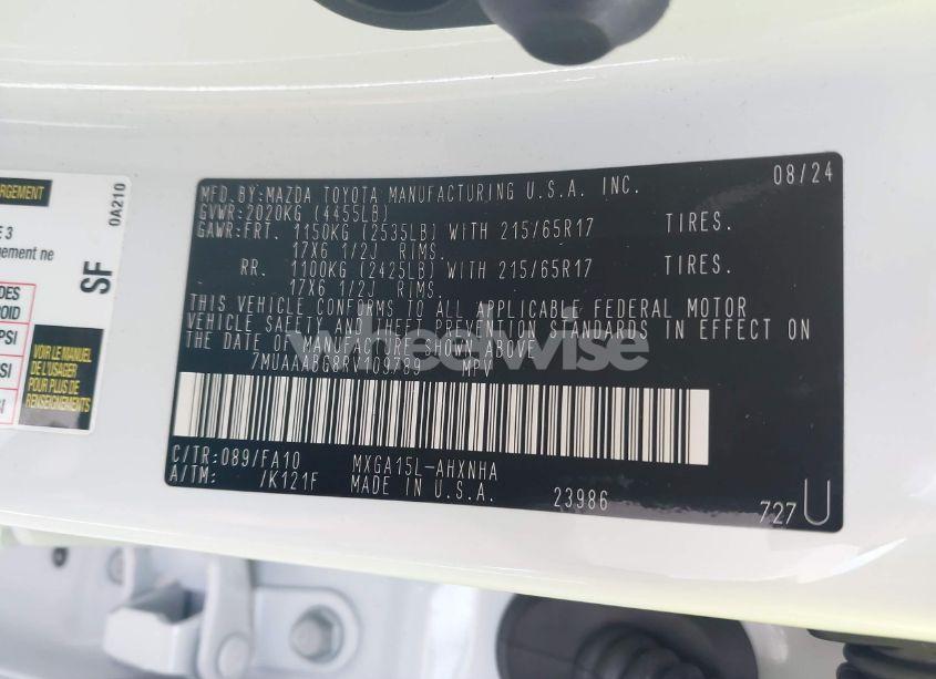 Photo 9 of 2024 Toyota Corolla CROSS L (VIN 7MUAAABG8RV109789)