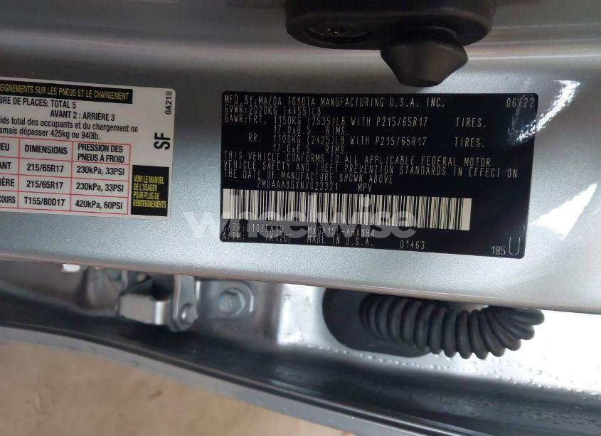 Photo 9 of 2022 Toyota Corolla CROSS L (VIN 7MUAAABGXNV023331)