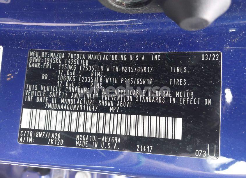 Photo 9 of 2022 Toyota Corolla CROSS LE (VIN 7MUBAAAG0NV011047)