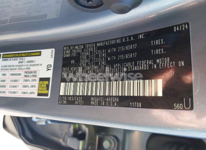 Photo 9 of 2024 Toyota Corolla CROSS LE (VIN 7MUBAAAG1RV088404)