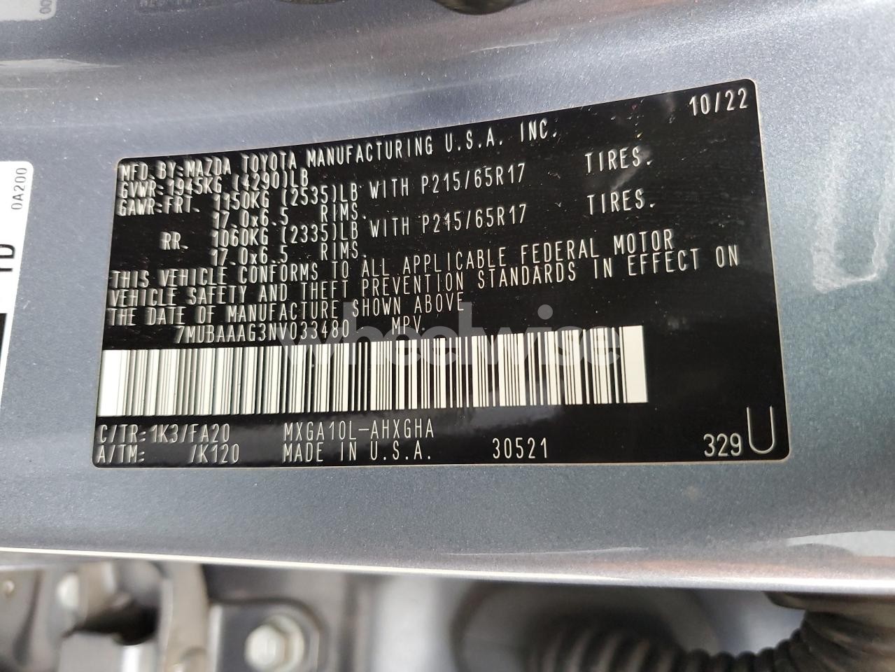 Photo 13 of 2022 TOYOTA COROLLA CROSS LE (VIN 7MUBAAAG3NV033480)