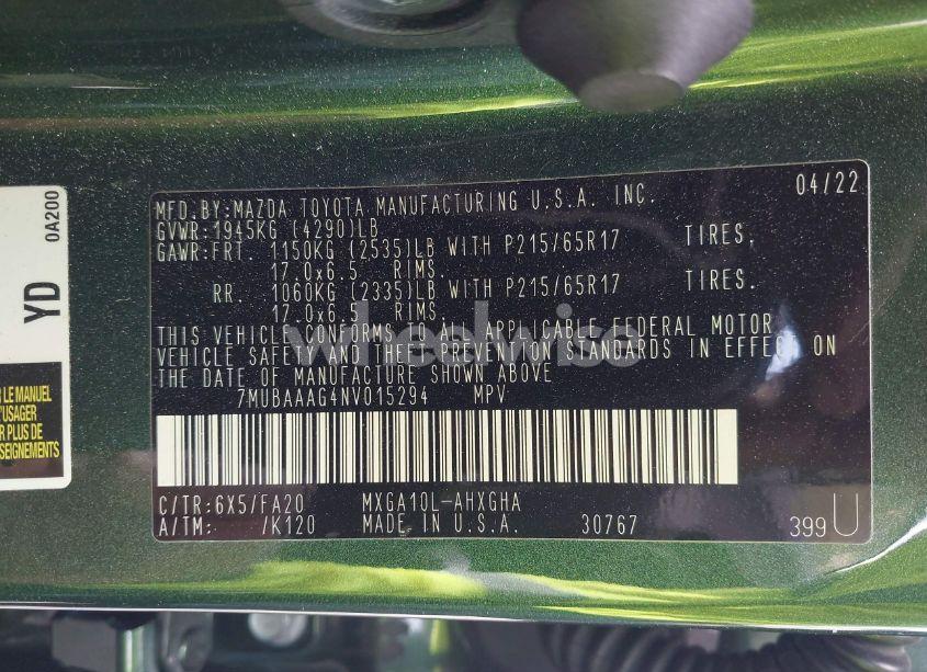 Photo 9 of 2022 Toyota Corolla CROSS LE (VIN 7MUBAAAG4NV015294)