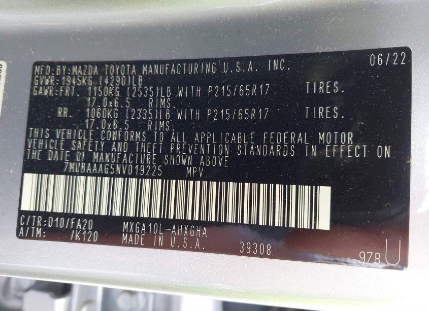 Photo 9 of 2022 Toyota Corolla CROSS LE (VIN 7MUBAAAG5NV019225)