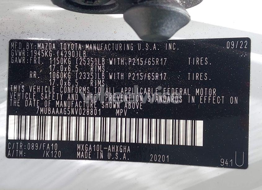 Photo 9 of 2022 Toyota Corolla CROSS LE (VIN 7MUBAAAG5NV028801)