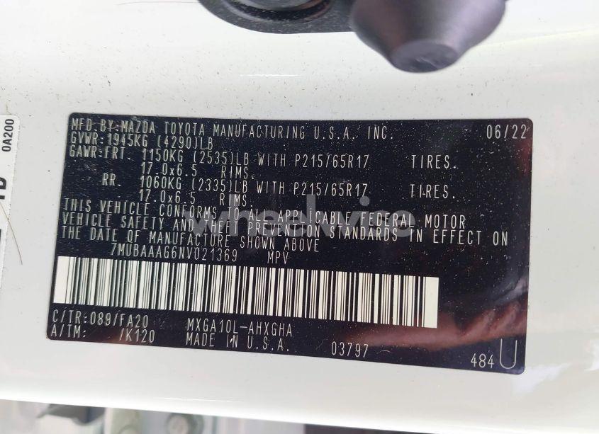 Photo 9 of 2022 Toyota Corolla CROSS LE (VIN 7MUBAAAG6NV021369)