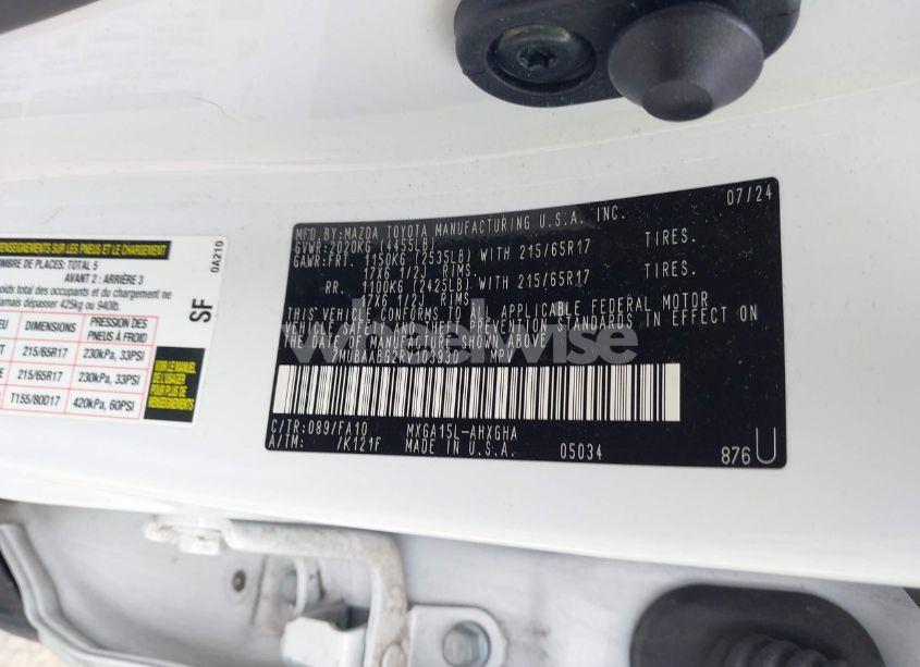 Photo 9 of 2024 Toyota Corolla CROSS LE (VIN 7MUBAABG2RV103930)