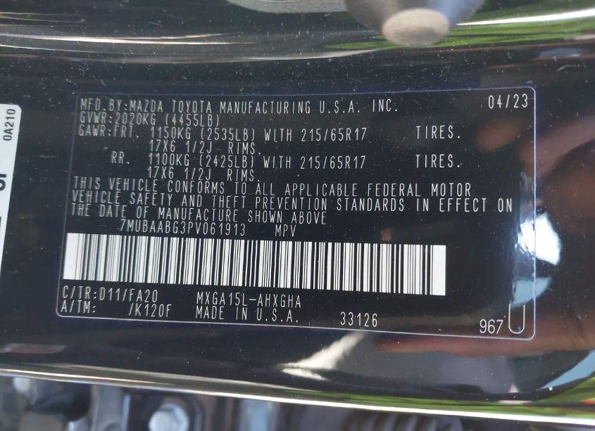 Photo 9 of 2023 Toyota Corolla CROSS LE (VIN 7MUBAABG3PV061913)