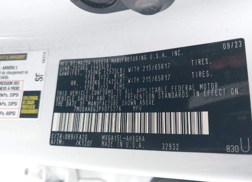 Photo 9 of 2023 Toyota Corolla CROSS LE (VIN 7MUBAABG3PV075276)